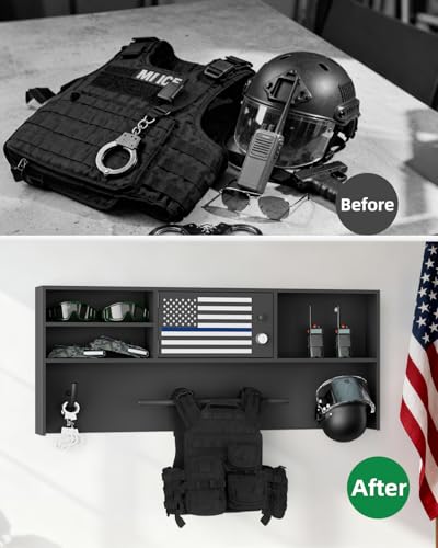 Police Gear Rack,Wall Mounted Lock Safe Police Tactical Vest Hanger