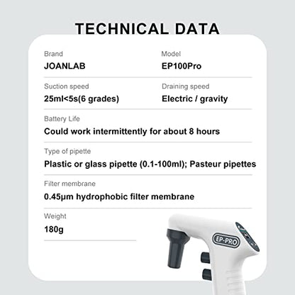 Lab Electric Pipette Controller Digital Automatic Pipettor Motorized Pipette Filler for Biology Chemical - color: EP100