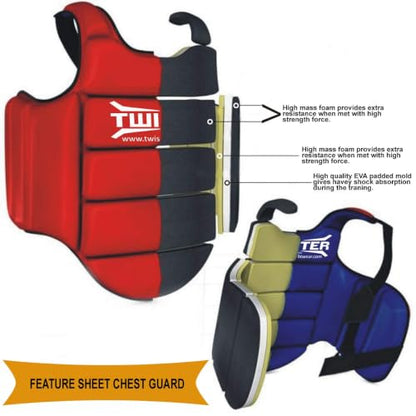Karate Taekwondo Boxing Muay Thai MMA ChestGuard | Reversible Chest Protector | Martial Arts Upper Body Ribs Protection Pad - size: Small
