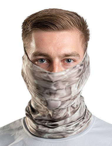 Aqua Design Fishing Hunting Masks Neck Gaiter: Men and Youth UPF 50+ Sun Mask Protection: Camo Face Cover Balaclava Bandana - color: Pacific Sand, size: Medium