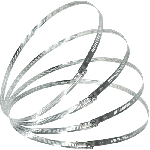 4Pcs 19.7-Inch/500mm (Diameter) Large Hose Clamps Stainless Steel | Adjustable Worm Gear, Heavy Duty Metal, Band Clamps for Securing Pipes & Tubes, Agricultural & Industrial Use