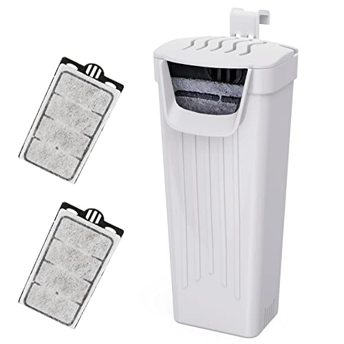 Aquarium Filter(3.5W), Fish Tank Filter, Low-Water Filter for Small Fish Tank and Turtle Tank, for Reptile Tank Up to 15 Gallon, with 2 Cartridges(White) - color: White +2 Cartridges