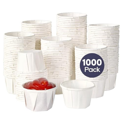 LITOPAK 1000 Pack 1 oz Paper Souffle Cup, Disposable Paper Medicine Cup for Tasting Pills, Food Dessert, and Condiments - style: White-1oz-1000