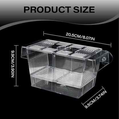 Breeder Box for Fish Tank Multi Compartment Fish Isolation Box for Aquarium with Suction Cup & Feeding Port Transparent ABS Fish Breeding Box for Baby Fish, Shrimps, Fish Isolation Box