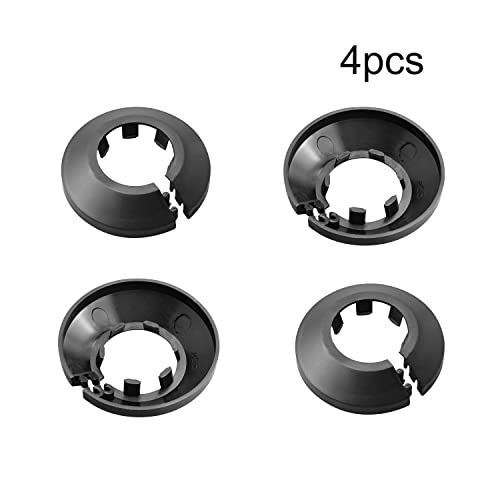 4Pcs PP Plastic Flange Cover Decoration Black Escutcheon Collar Radiator Wall Pipe Tube Decoration for 0.98"/25mm Pipe - size: 0.98inches pipe Dia