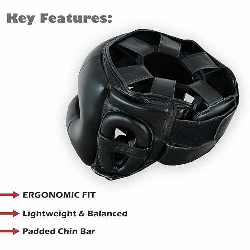 Revansh Leather Headguard - Premium Boxing Headgear for Adults & Kids | Ideal for MMA, Muay Thai, Kickboxing, Karate, Martial Arts, and Taekwondo Training & Sparring - size: Small-Medium