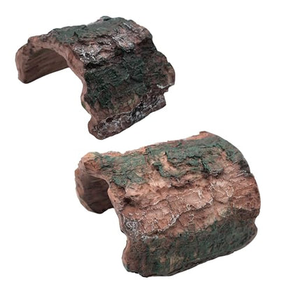 M2cbridge Resin Hollow Tree Trunk Betta Log Crab House Cave for Fish Shrimp Small Reptile Turtle Tarantula Spider Hermit Crab(2PCS (Small+Big)) - size: 1pc Small+ 1pc Big