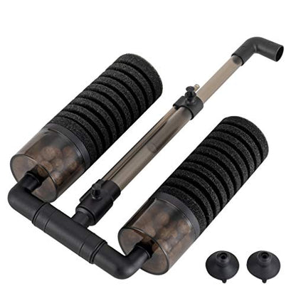 hygger Aquarium Double Sponge Filter, Comes with 2 Spare Sponges (S) - size: Filter S (10-40 gallon)