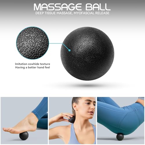 Krightlink 5-in-1 18" Foam Roller Set for Deep Muscle Massage Release | Foam Roller Back Roller for Fitness Relieves Muscle Pain Myofascial Trigger Point Release Pilates, Yoga (18" Black) - color: Black-18"(5 in 1)