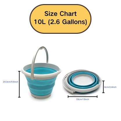 SAMMART 10L (2.6 Gallon) Collapsible Plastic Bucket - Foldable Round Tub - Portable Fishing Water Pail - Space Saving Outdoor Waterpot, Size 33cm Dia (1, Bright Blue)