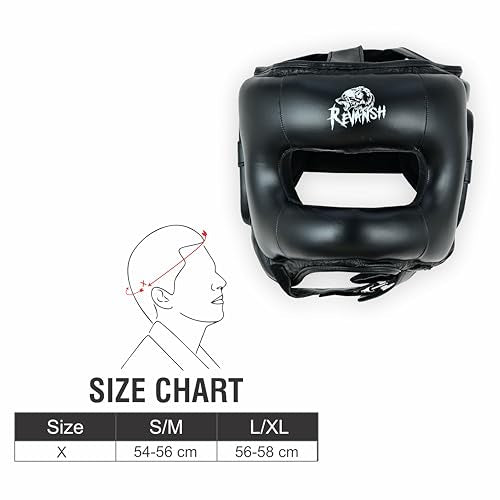Revansh Leather Headguard - Premium Boxing Headgear for Adults & Kids | Ideal for MMA, Muay Thai, Kickboxing, Karate, Martial Arts, and Taekwondo Training & Sparring - size: Small-Medium