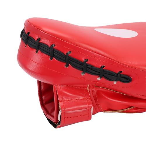RiToEasysports Boxing Punching Mitt, PU Leather Curved Boxing Pad with Adjustable Strap, Training Hand Pad for Taekwondo Muay Thai, Adults Kids All Skill Levels - color: Red