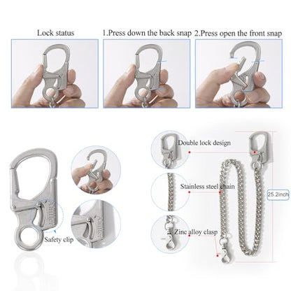 Ahiller Heavy Duty Key Wallet Chains for Men Biker - color: Silver-qk-2p