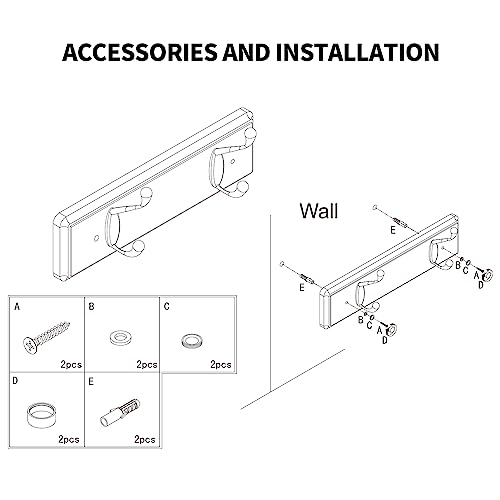 Heavy Duty Wooden Coat Rack, Wall-Mounted, Black Hook White Board, 9 Inch - color: WhiteBlack, size: 2 Hooks
