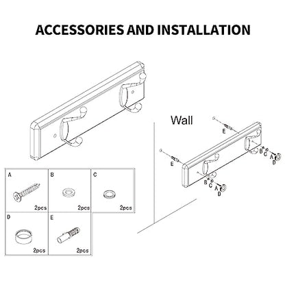 Heavy Duty Wooden Coat Rack, Wall-Mounted, Black Hook White Board, 9 Inch - color: WhiteBlack, size: 2 Hooks
