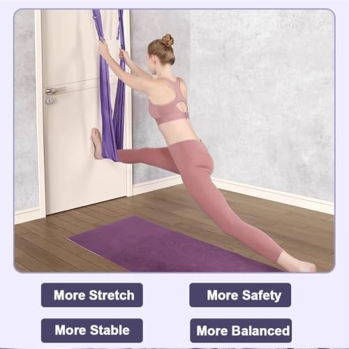 Aerial Yoga Rope for Door,Yoga Door Swing,Leg Stretcher Strap - color: purple.