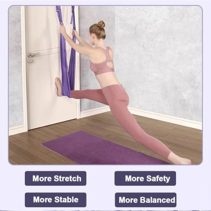 Aerial Yoga Rope for Door,Yoga Door Swing,Leg Stretcher Strap - color: purple.