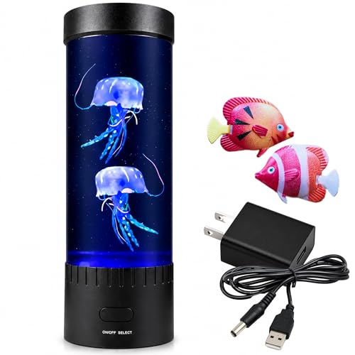 Jellyfish Lamp,16 Color Changing Mood Lamps, 4 Modes Aquarium Night Light, Artificial Fish Tank with Moving Fish, Sensory Room LED Lights for Autism, ADHD, Excellent Gift