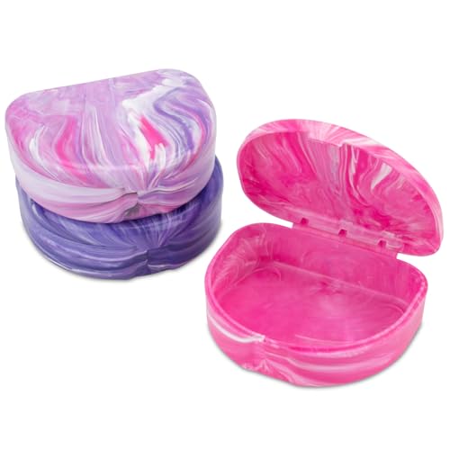 Practicon Marble Retainer Cases, Orthodontic Aligner Case, Mouth Guard Holder (3 Pack) (Pink Paradise) - color: Pink Paradise
