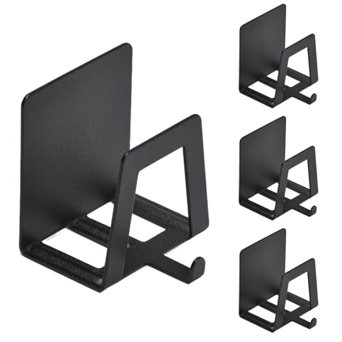 4 Pack Pot Lid Holders with Hook, Pot and Pan Hangers for Kitchen Inside Cabinet Wall Mount Rack Cabinet Door Lid Organizer, Save More Space, Black - color: Black