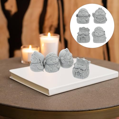 Kisangel Miniature Journey to The West Figurine Set, 4pcs Aquarium Buddha Statue Decor, Stone Gray Bonsai Accessories for Fish Tank and Zen Garden Display