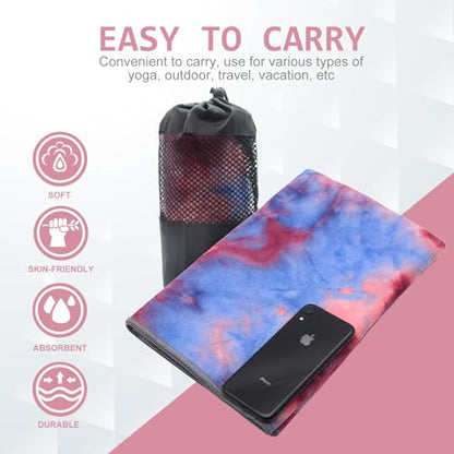 Eunzel Non Slip Hot Yoga Mat Towel with Grip Dots, 72" x 24" - color: Z-coral Sunrise & Azure Twilight