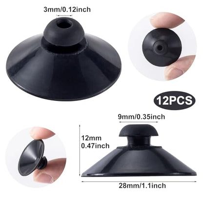 OIIKI 12PCS Fish Tank Suction Cup Clips, Black Aquarium Suction Cup Camp Clips for Fish Tank Attachments for Tank Pump, Overhead Line Tube, Fish Tank Aeration Setup - color: Black,12pcs