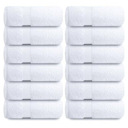 Infinitee Xclusives 100% Cotton Luxury Wash Cloths for Showering - 12 Pack - color: Brilliant White, size: Washcloths - 12 Pack