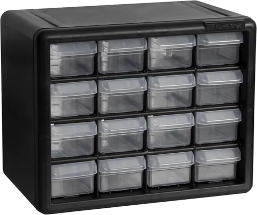 Akro-Mils 16-Drawer Plastic Drawer Storage Cabinet for Garage Organization, Beads, Makeup Organizer, Building Bricks Storage, Teacher Toolbox, 10-1/2" W x 6-1/2" D x 8-1/2" H, 10116 Black - color: Black, size: 16 Drawer, style: 1 Pack
