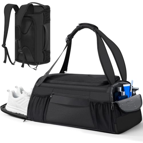 MIYCOO Gym Bag with Shoes Compartment, Duffle Bag, Backpack with Wet Pocket - color: 02#Black-Style2