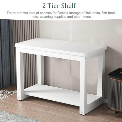 2-Tier Fish Tank Stand Cabinet, Durable Steel Frame Wooden Rack for Reptiles, Versatile Home Storage Shelf & Table Organizer, Stylish Fish Display Furniture