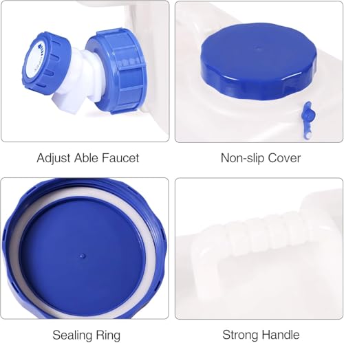 3.9 Gallon/15L Water Container with Spigot, Portable BPA Free Water Jug, Multifunction Water Tank for Camping Outdoor Hiking Picnic Supplies, Emergency Stroage, 2 Pack - size: 4 gal, 2 pack