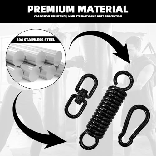 Heavy Bag Spring Punching Bag Hanging Kit with Swivel & 2 Carabiners Hanger