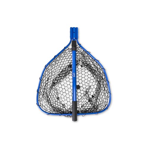 UMT Telescopic Fishing Landing Net (3.6–5 ft) — 17" x 19" Large Hoop, 10" Deep Silicone Rubber Mesh, Tight Handle Fit, for Freshwater & Saltwater, Blue