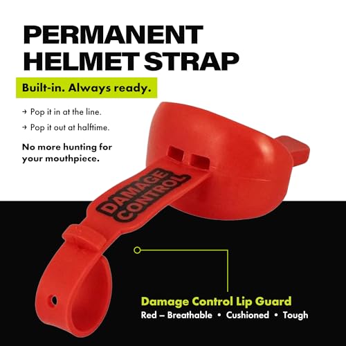 DAMAGE CONTROL Pacifier Football Mouth Guard – Permanent Strap – Red - color: Red