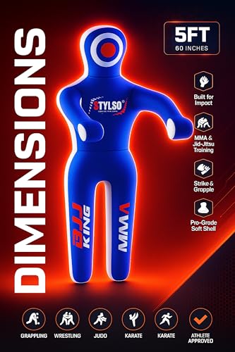 Unfilled Grappling Dummy – Adult Life Size Wrestling & BJJ Training Dummy, MMA Jiu Jitsu Judo Takedown & Throwing Practice, Heavy-Duty Triple-Stitched Canvas Submission Dummy - color: Blue, size: 5ft / 60"