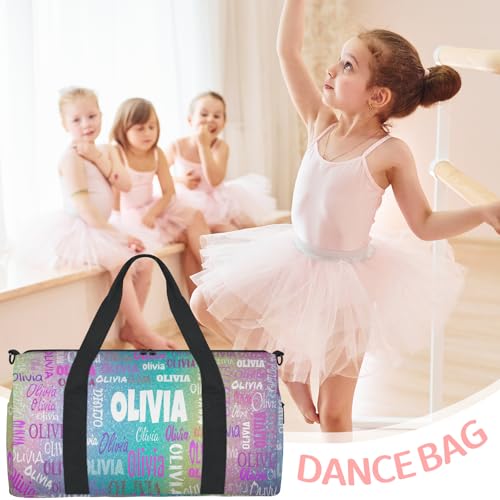 Personalized Dance Gym Bag, Aqua Blue Pink Yellow Sparkly Glittering - color: Aqua Blue Purple