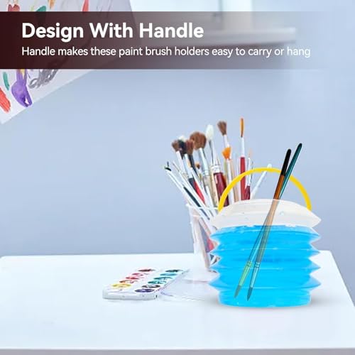 Paint Brush Washer, 3PCS Foldable Water Cup Watercolor Water Dispenser Watercolor Water Container Portable Paint Brush Holder Plastic Reusable Washing Bucket (M)