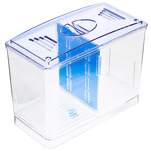 BESPORTBLE Mini Acrylic Fish Breeding Box with Double Compartments for Betta Guppy Incubation Transparent Isolation Tank for Juvenile Survival and Aggressive Fish Separation