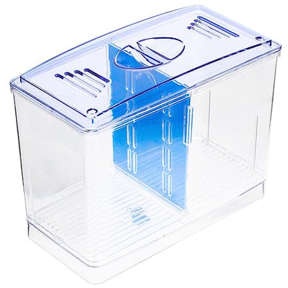 BESPORTBLE Mini Acrylic Fish Breeding Box with Double Compartments for Betta Guppy Incubation Transparent Isolation Tank for Juvenile Survival and Aggressive Fish Separation
