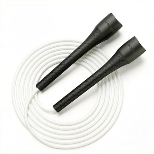 Unbreakable 5mm pvc Jump Rope – Pro-Grade PP Handles with Diamond Texture, 40X Strength PVC Cord, Adjustable 3m Length for HIIT, Home Gym, or Boxing Training (Portable & Tangle-Free) - color: Black handle with white cord