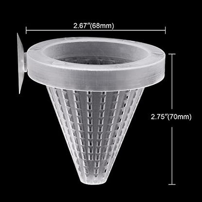4PCS Aquarium Nematode Feeder, Live Blood Worm Plastic Cone Cup Shape Basket Feeder for Feeding Fish with Suckers