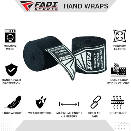 180-Inch Boxing Hand Wraps for Men & Women - Elastic Inner Gloves for Boxing, MMA, Kickboxing, Muay Thai - Pair (Green) - color: Black