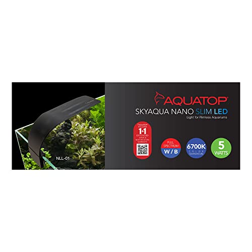 Aquatop SkyAqua Nano Slim LED Light for Rimless Aquariums 5W, NLL-01 - size: 5W (Nano Tanks)