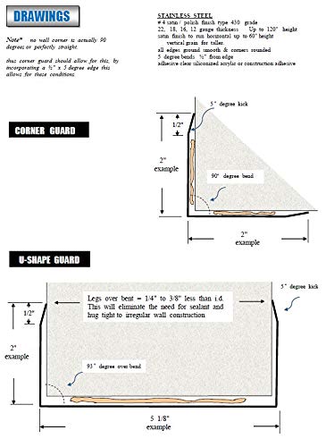1 1/2" x 1 1/2" x 48" Stainless Steel Corner Guard, Includes Adhesive, Pack of 10 Units