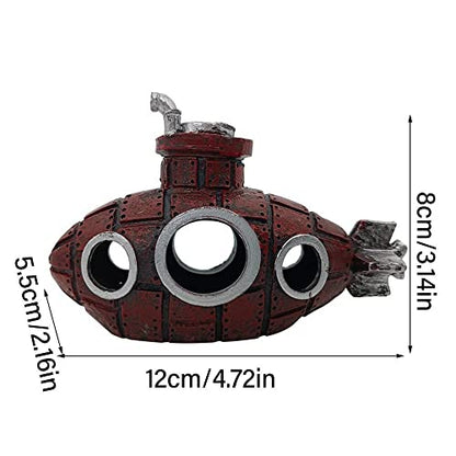 Fish Tank Decoration Craft Aquarium Ornament Pet Supplies Fish Shrimp Hiding Home Decoration Broken Submarine Design(Yellow)