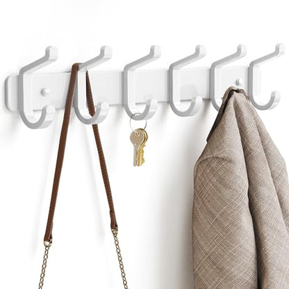 Coat Rack Wall Mount Heavy Duty, Wall Coat Hanger with Hooks, White 2 Pack - color: White, size: 2 Pack
