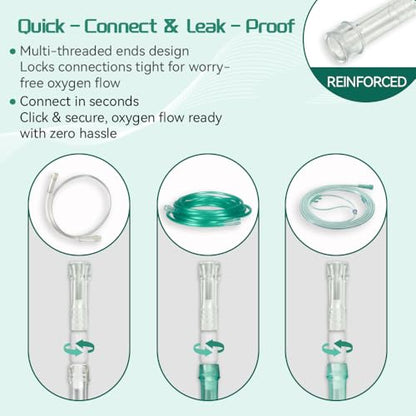 Oxygen Tubing Swivel Connectors, 360° Rotating for Oxygen Cannula, Hose and Tube Connectors, Prevents Tube Tangles, Travel and Home Use, Standard Size - Male/Female (5 Pack)