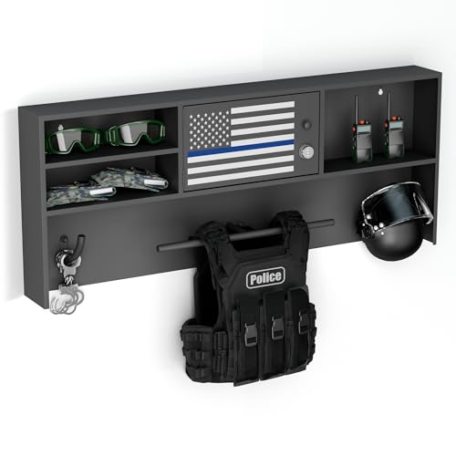Police Gear Rack,Wall Mounted Lock Safe Police Tactical Vest Hanger