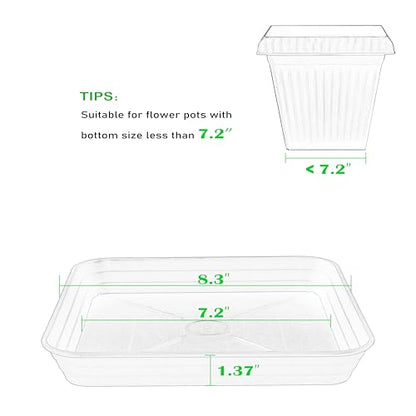 Square Plant Saucer Tray 8 inch 2 Pack, Heavy Duty Plastic Square Plant Saucers for Indoors Outdoor, Flower Planter Drip Trays for Pots, Seed Starting Tray